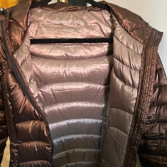 Bronze Andrew Marc Hip Length Puffer Jacket - Picture 3 of 3